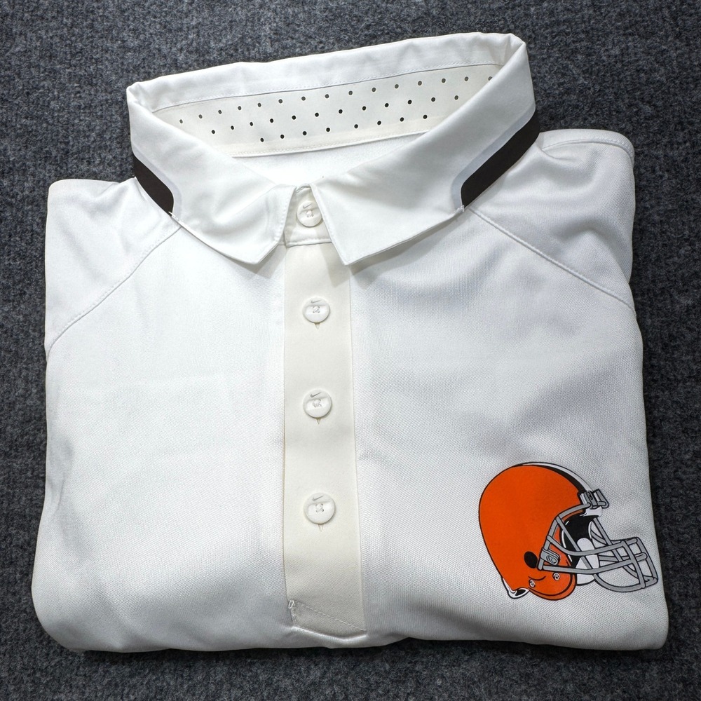 Cleveland Browns Shirt Mens Large White Nike NFL Onfield Coaches Polo Golf NWT